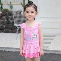 Childrens swimsuits girls middle-aged babies conjoined little princess skirt cute quick-drying children Girls swimwear