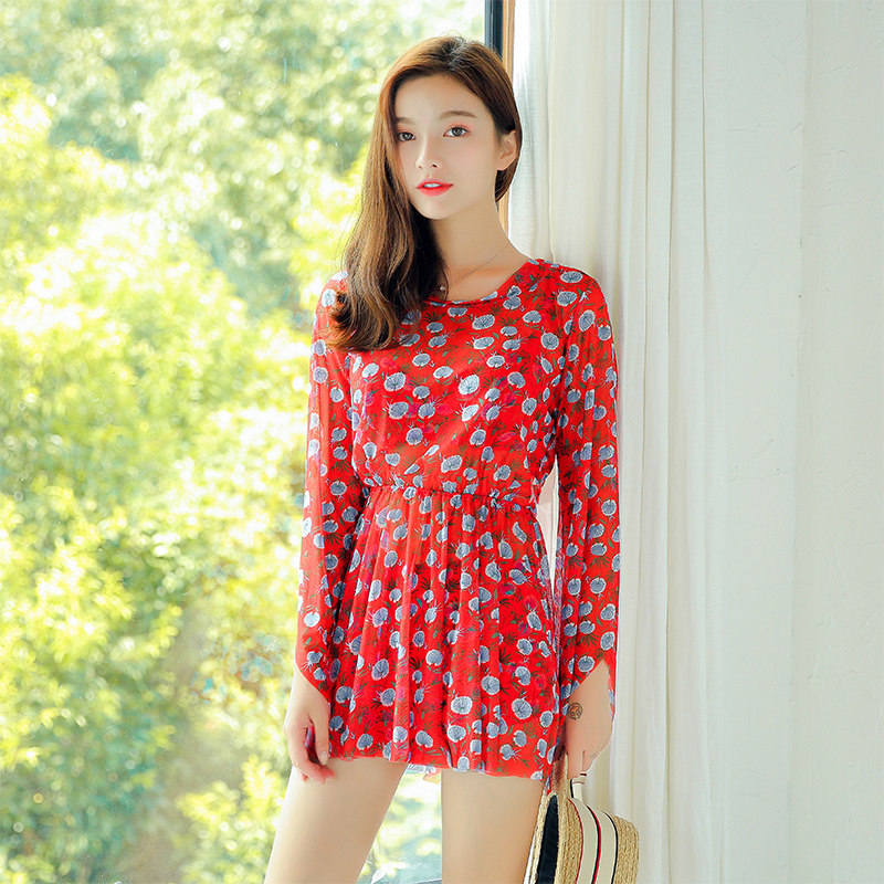 Swimsuit woman Three sets of fairy Fan Two style conservative Belly Button Slim Sexy Korea Ins Student Spa Swimsuit