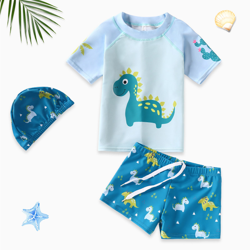 Kids swimsuit boys dinosaur split swim suit kids boys sunscreen quick drying in big kids hot spring swimsuits