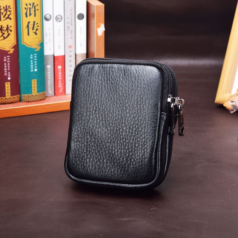 Men's Leather Belt Bag, Genuine Leather Small Waist Bag, First-Layer Cowhide Cigarette Coin Purse, Key Bag, Foldable Phone Bag, Id Bag