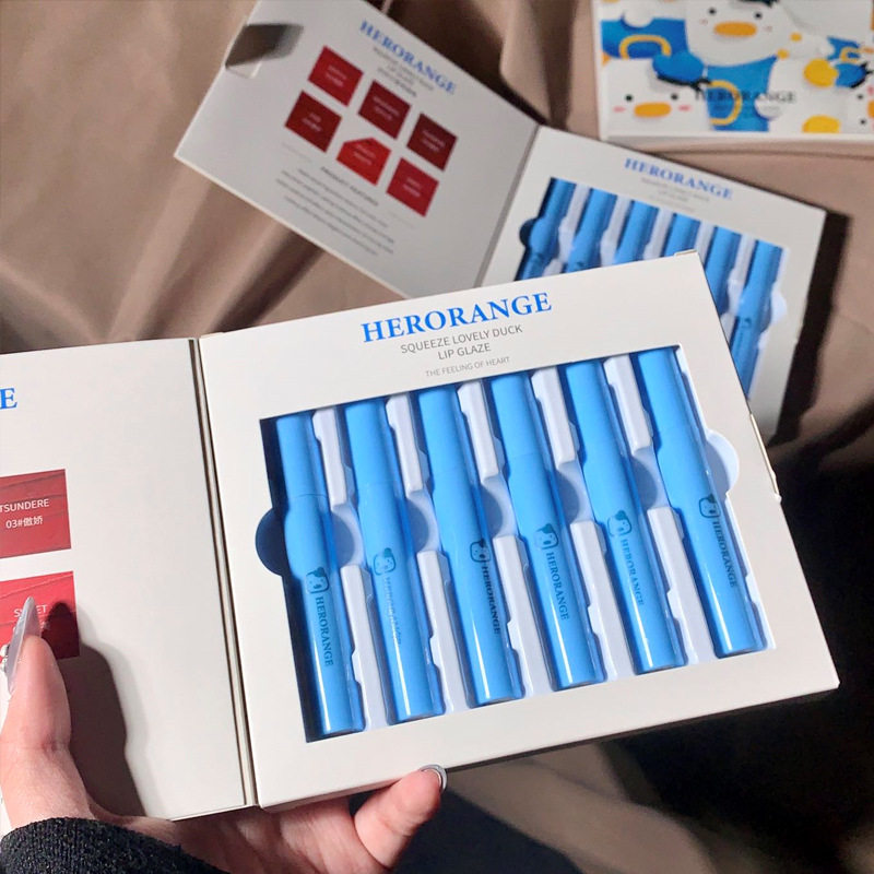 Six sets of lip glaze matte matte velvet long-lasting air nude pigmented lipstick female students cheap niche