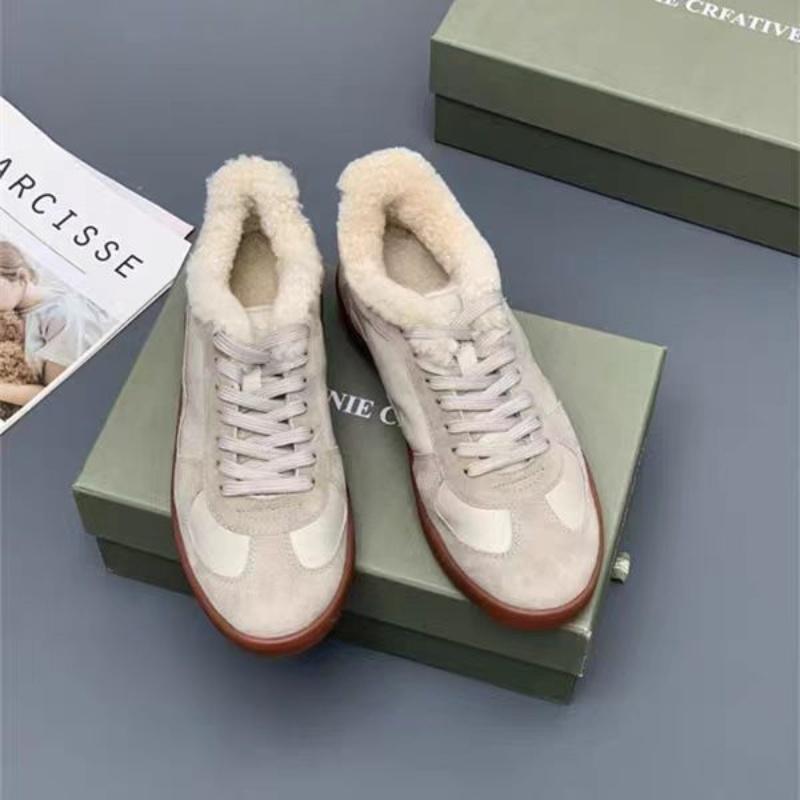 Foreign Trade Sports Casual German Training Shoes for Men and Women, Couple Style, Pure Wool, Genuine Leather, Fleece-Lined, Thick-Soled, Warm Cotton Shoes for Winter