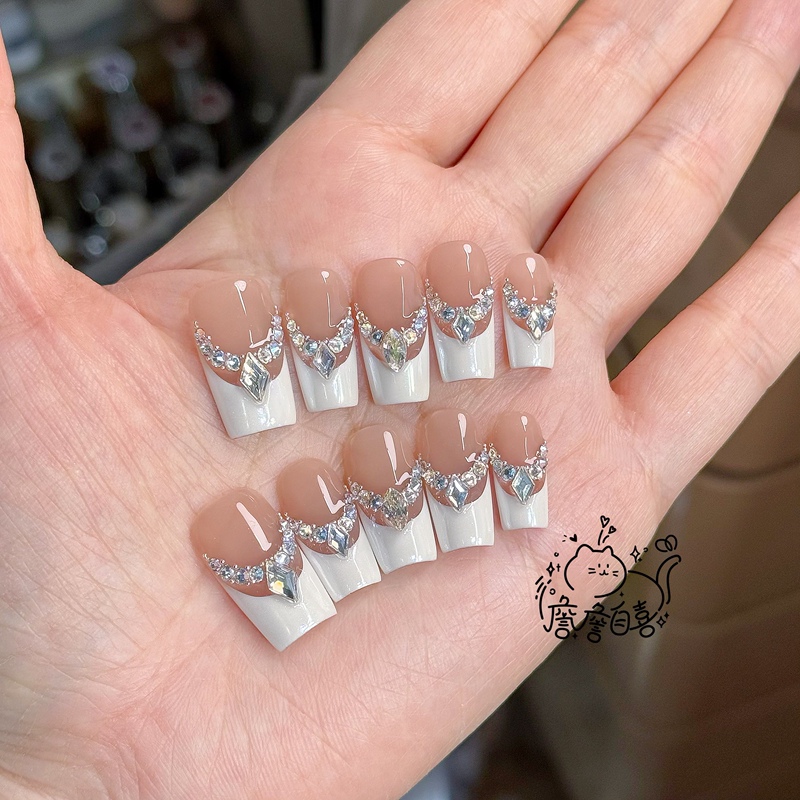 【Zhan Zhan's Delight】Swarovski/Moonlight White French Princess Necklace with Rhinestones, Wearable Nail Art