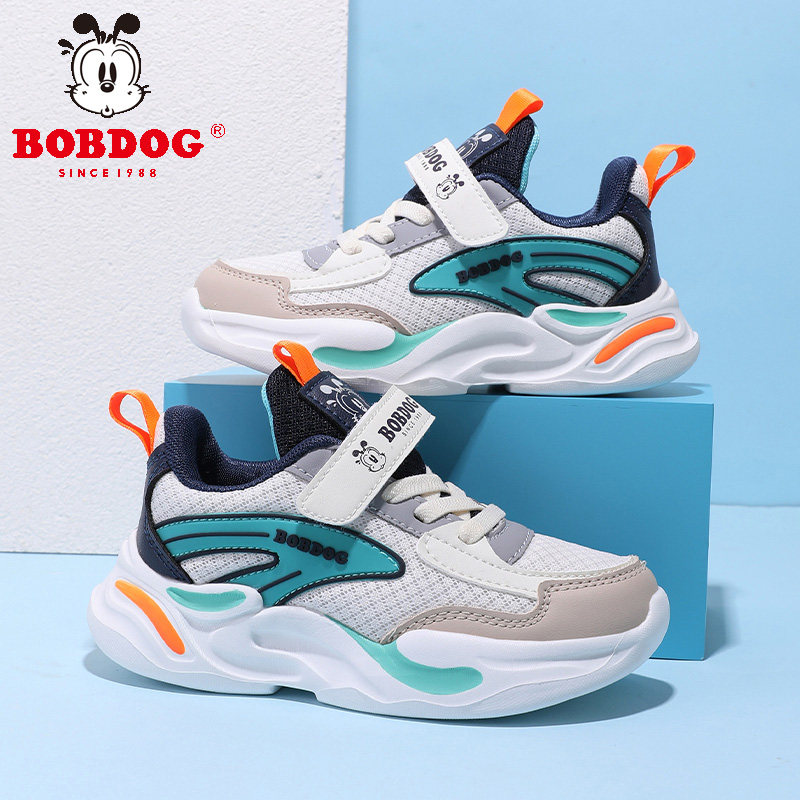Babudou Boys' 2026 Autumn and Winter Mesh Sports Shoes for Boys and Girls, Non-Slip Soft-Soled Running Shoes with Velcro for Older Children — 2