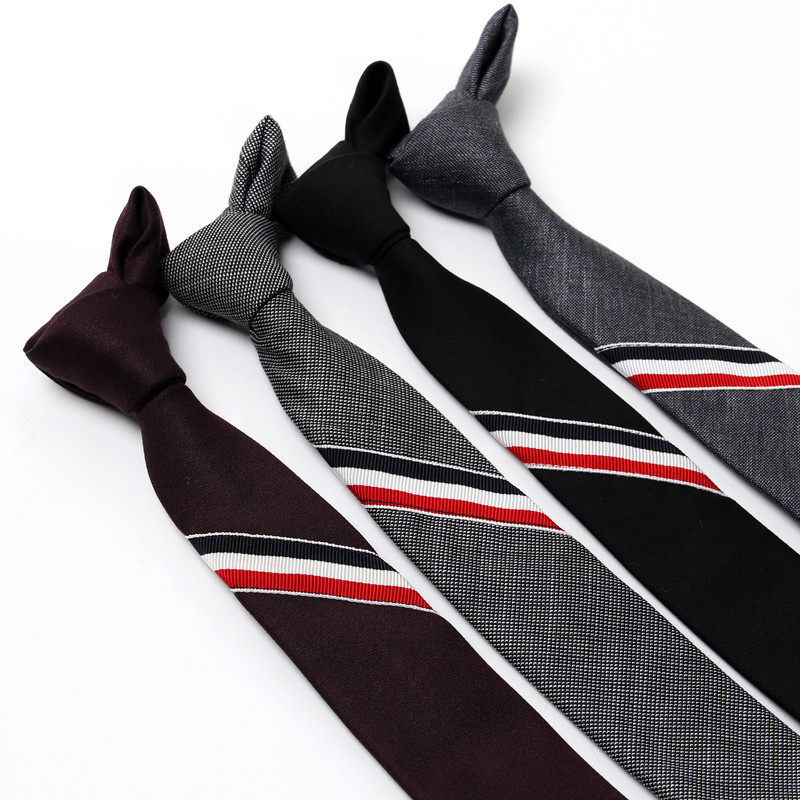 5cm Korean version Inron Business Leisure boy student Grey three-way bar College Wind Men's tie is in a narrow version