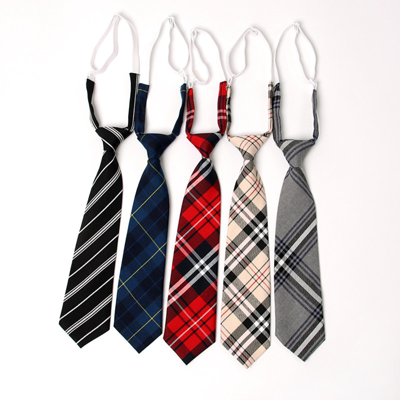 JK DK uniform retro plaid lazy free small tie Female male ins tide college style student British style decoration