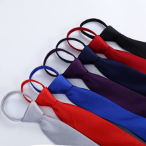 Korean version of 5CM narrow solid color Bank student business career leisure zipper tie easy to pull lazy tie