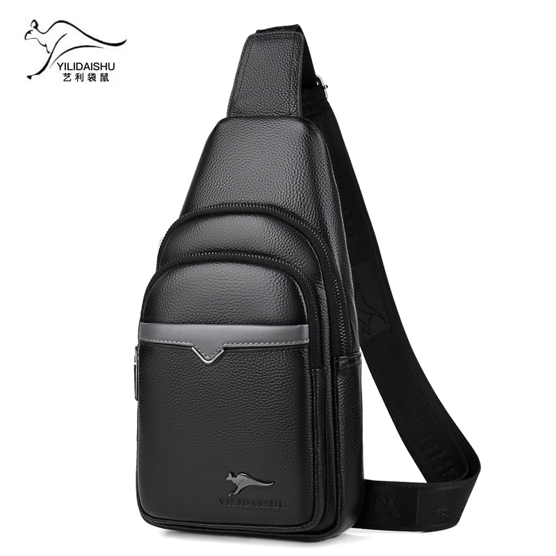 Chest bag men's genuine leather top layer cowhide one-shoulder Messenger casual soft leather diagonal cross-chest backpack new men's bag trend