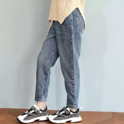 Children's jeans 2020 spring new girls in the big children loose casual personality Joker jeans Luo Bu pants