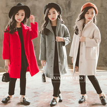 2018 autumn and winter New Girl long woolen coat mother and daughter parent-child dress childrens windbreaker hairy coat