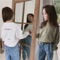 2020 spring and autumn new girls pure cotton long-sleeved T-shirt childrens all-match top bottoming shirt middle and large childrens cotton top