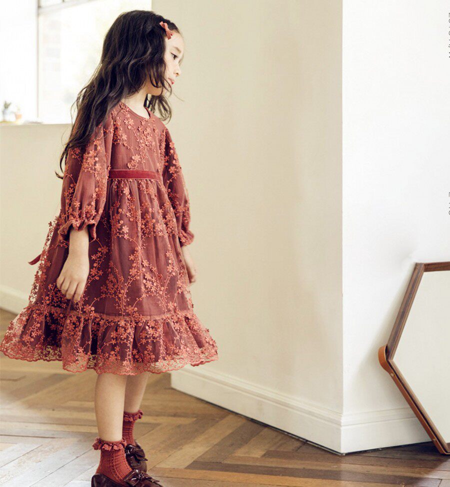 Parent-child dress girls dress 2020 spring children's clothing Korean version of the big children's lace princess skirt mother and daughter skirt