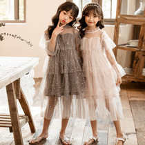 2020 spring and summer New Girl star mesh dress in big children Net red princess dress shake sound same dress skirt