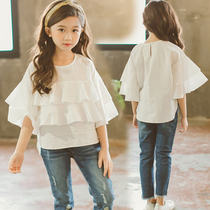 2019 spring and summer new girls white shirt childrens cotton doll shirt top childrens wild comfortable T-shirt