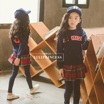 Childrens clothing girls sweater set 2020 spring new childrens middle and large childrens casual Western style sports pure cotton 2-piece set