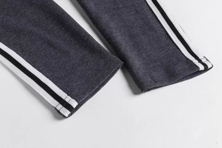 Quần legging cotton dài mùa xuân và mùa hè mỏng mặc kích thước cao chân cỡ lớn quần bên sọc bó sát cao - Quần tây thường