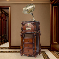 Pass on the family Remain machine home European-style retro big horn moving magnetic black adhesive record machine old wood sound box