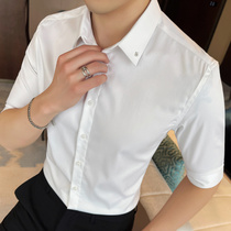 Summer mid-sleeve shirt mens Korean slim fit handsome short-sleeved inch shirt casual three-point sleeve CS859-P68