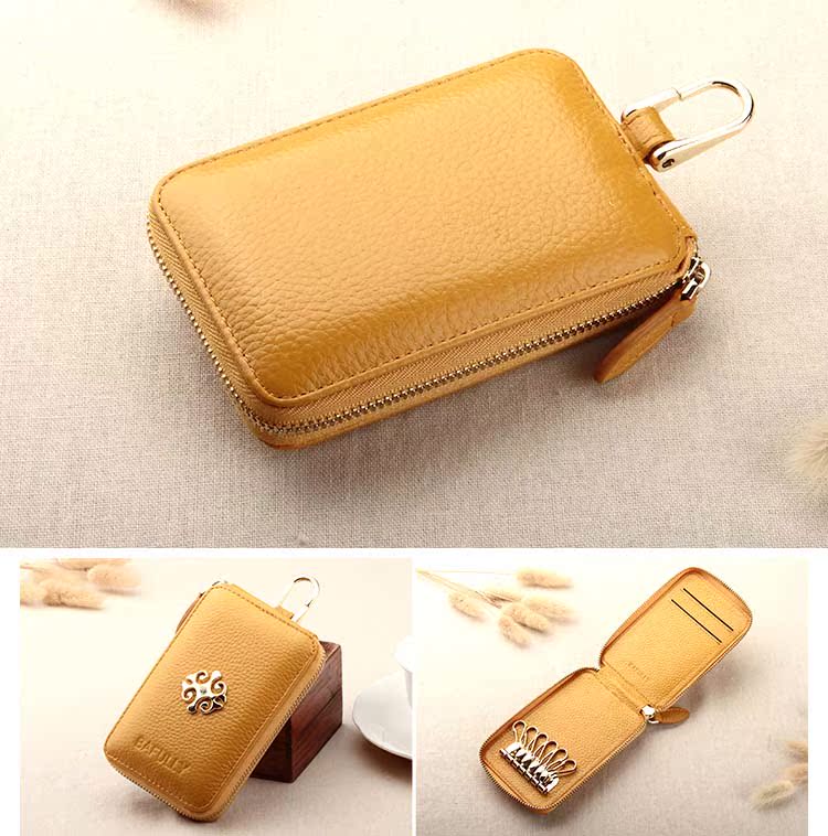 Ba Fu Li home key bag nữ lớp đầu tiên bằng da bò đa năng đa năng shop ví móc khóa