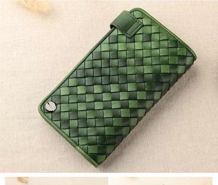 Ba Fu Li thật da cừu dệt thẻ túi da cừu nữ dệt nhiều trang thẻ đa thẻ bộ thẻ ngân hàng unisex dây đeo thẻ văn phòng
