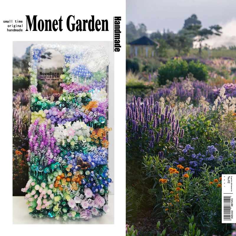 Original Heavy Industry Bead Embroidery Mobile Phone Case ~ the Treasure of the Store Monet Garden High-End Exquisite Stereo Garden Niche Unique