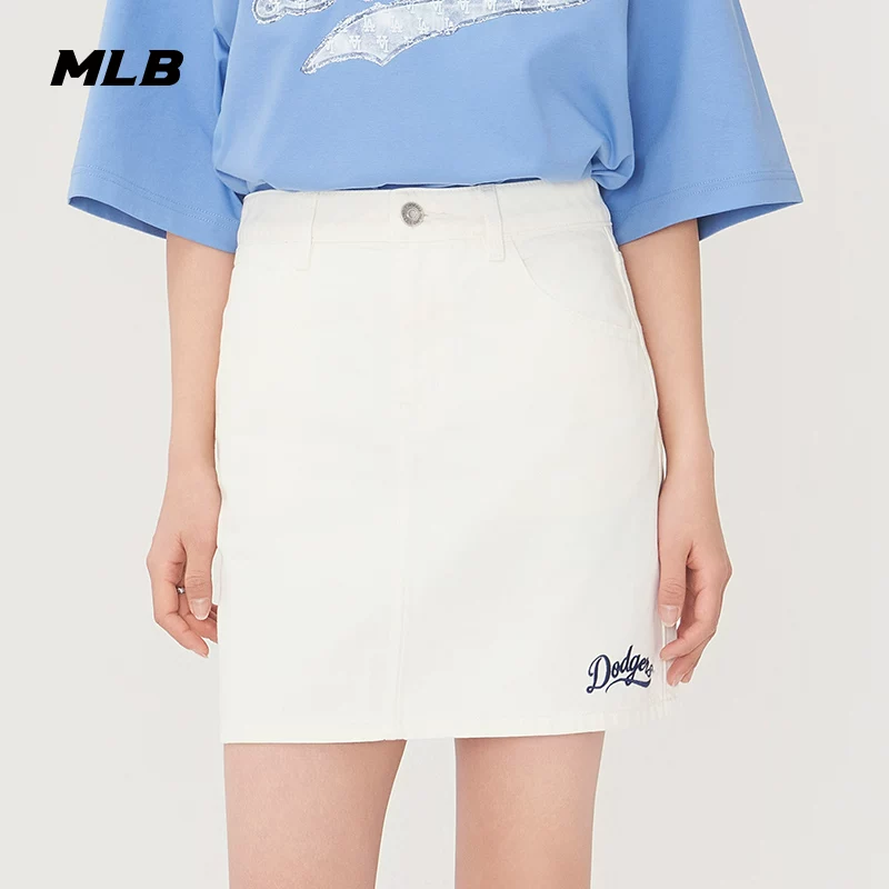 MLB, летняя модная мини-юбка, джинсовая юбка, с вышивкой