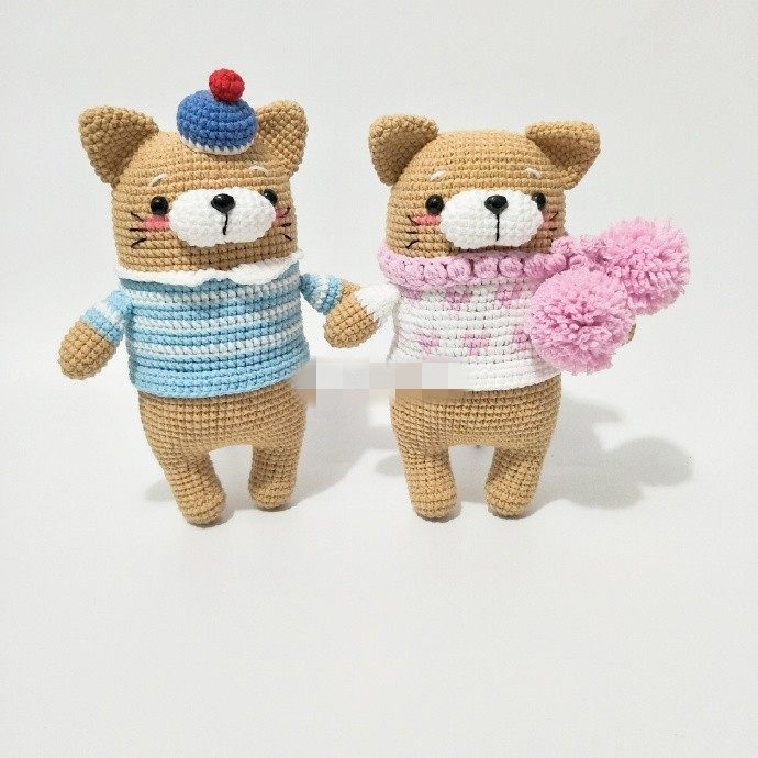 Hair Thread Crochet Knit Eva Doll Short Fat Series Kitty Pendants Diagrams tutorial material Non-finished non-physical