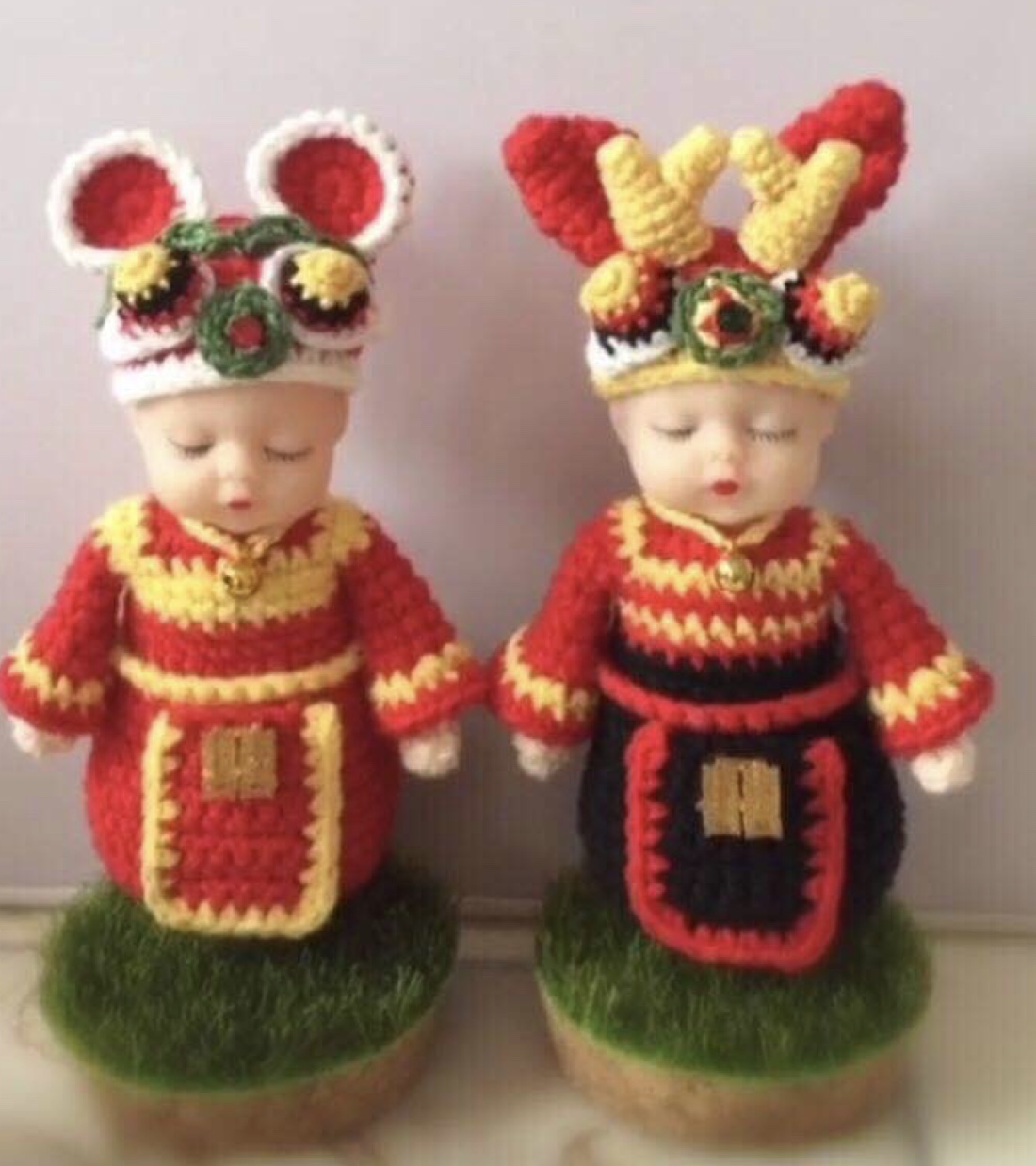 Hair thread crochet needle Mengeva head closed eye dragon tiger tiger figurate Tutorials material Non-finished non-physical