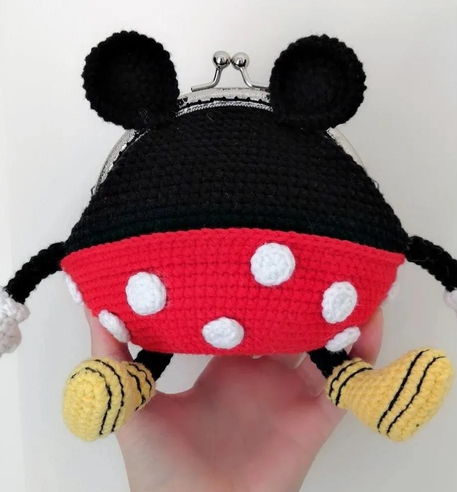 (Non-finished product leave a mailbox) Crochet 12 5 Mickey mouth gold-covered wool knitting manual illustration