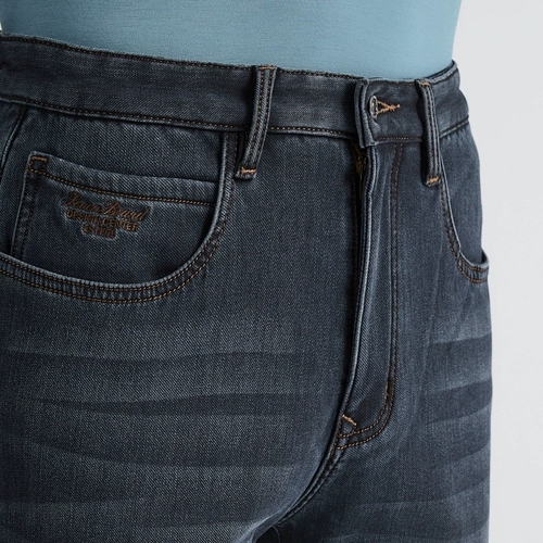 Утепленные модные джинсы, комфортные эластичные штаны, свободный прямой крой