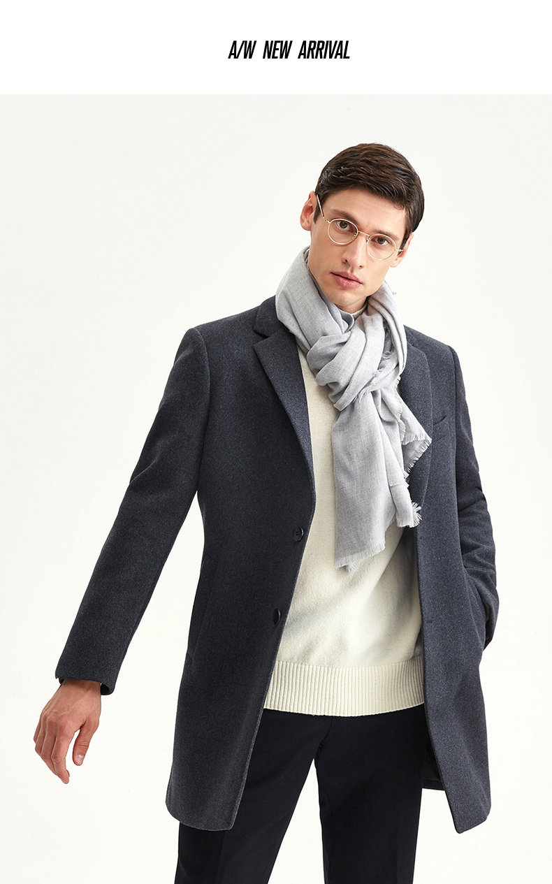 柒牌 男装 中长款羊毛混纺 毛呢大衣 图10