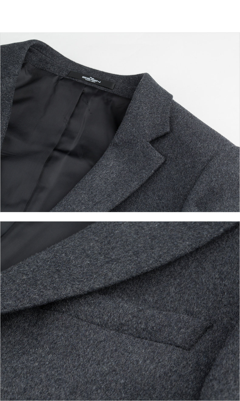 柒牌 男装 中长款羊毛混纺 毛呢大衣 图13