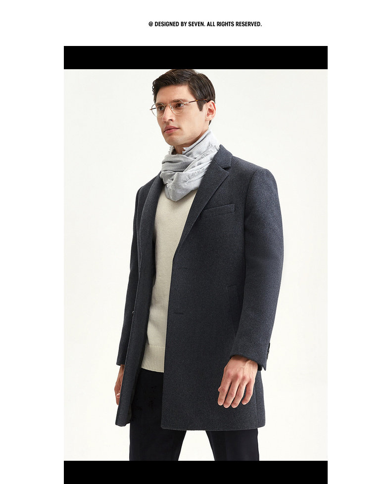 柒牌 男装 中长款羊毛混纺 毛呢大衣 图9