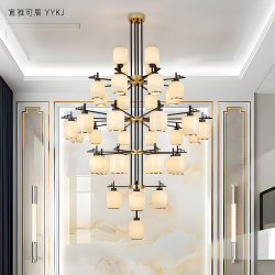 New Chinese-Style Duplex Chandelier for Villa Living Room Main Lighting, Hotel Mezzanine Hollow Hall Engineering Lighting Fixtures Manufacturer