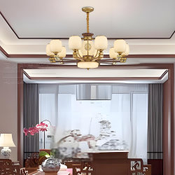 New Chinese-Style Chandelier, Living Room Lamp, Gold Bronze Color, Dining Room Private Room, Tea Room, Villa, Self-Built House, Main Lighting Fixtures