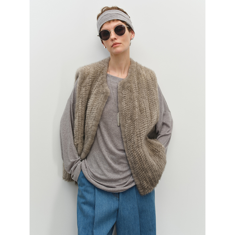 Msbeast Vintage Imported Velvet Mink Double-Sided Woven Round-Neck Fur Vest | Dream Weaver Notes