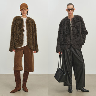 Msbeast Youthful Age-Reducing Curved Hem Italian Toca Roll Fur Integrated Short Coat | Warm Fleece New Style