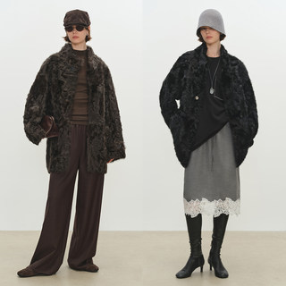 Msbeast Lightweight and Delicate Little Lake Sheep Natural Curly Hair 0 Pressure Stand Collar Mid-Length Fur Integrated | Light Traveler