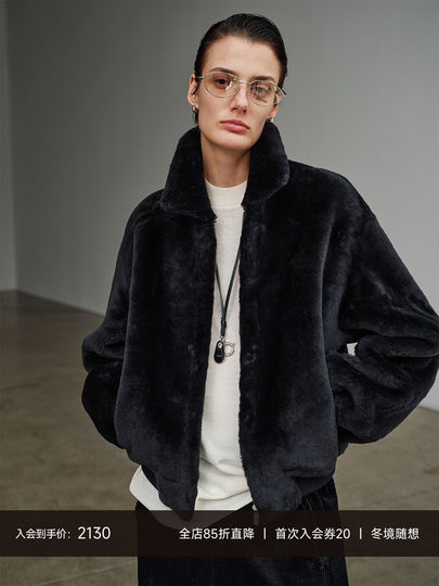 MSBEAST retro American casual lapel jacket-style merino fur one-piece short coat | Rime secrets