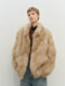 MSBEAST saga crown fox fur handmade smudge-dyed stand-collar silhouette fur jacket丨Hazy Wonderful Idea
