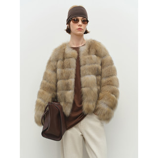 Msbeast luxury grade double-dyed saga fox fur_round neck horizontal row leather fur short jacket丨twilight castle