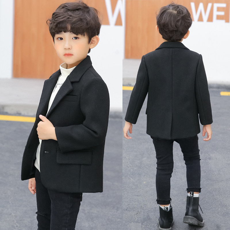 Boys woolen suit jacket Western style 2022 spring and autumn children's woolen coat small suit thickened boy tide top