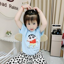 Girls  short-sleeved t-shirt middle and large childrens cotton summer clothes 2021 new Western style girls half-sleeved childrens clothing childrens summer clothes women