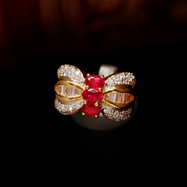 Save Zhen jewelry (across) 1 58 karat near pigeon blood high clarity Ruby Diamond 18K gold ring