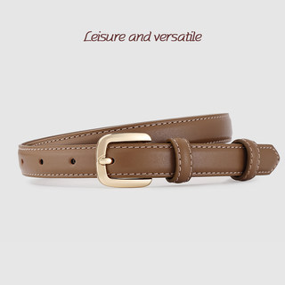 2025 New Niche Casual Versatile Design Retro Khaki Women's Belt Genuine Leather Belt Top Layer Cowhide