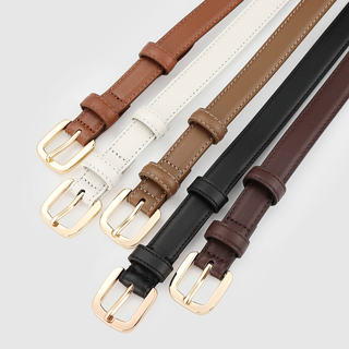 Celvimklim Belt for Women, White Genuine Leather, Casual, Versatile, Decorative, Suitable for Jeans, Women's Black Belt