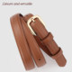 Elegant and Noble Brown Simple Korean Style Women's Belt, Genuine Leather Versatile First Layer Cowhide Thin Belt for Jeans