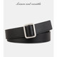 French Row Minimalist Stylish Square Buckle Belt Casual Versatile Matching with Skirts Leather Belt First Layer Cowhide Pebbled & Fine Grain