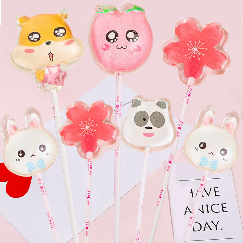 Decepcarpass Animal Photo Sugar Creative High Face Value Stick Candy Fruits Cute Children Snacks 15g * 10