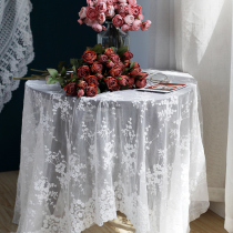 Wind Reciting Style Retro Hollowed-out Web Yarn Cotton Thread White Lace Table Cloth Picnic Cloth Background Cloth table cloth Filming Props